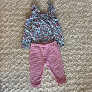Floral tank and striped capri pant set